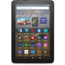 Fire HD 8-Tablet, 8-Zoll-HD-Display, 64 GB, 30 % schnellerer Prozessor, für Unterhaltung unterwegs (2022), schwarz, mit Werbung