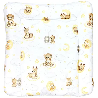 TupTam Baby Wickeltischauflage mit Baumwollbezug Gemustert, Farbe: Tiere/Sterne/Grau, Größe: 70 x 70 cm