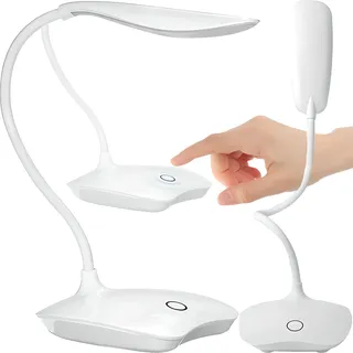 Schreibtischlampe LED Tischlampe mit Touch Dimmbare 3 Helligkeits Schreibtischleuchte Leuchte Büro Helligkeitsstufen Nachttischlampe Lesen Weiß Retoo - Weiß