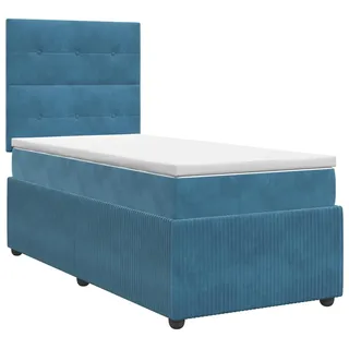 vidaXL Boxspringbett mit Matratze mit Kopfteil Blau 80 x 200 cm Samt - Blau