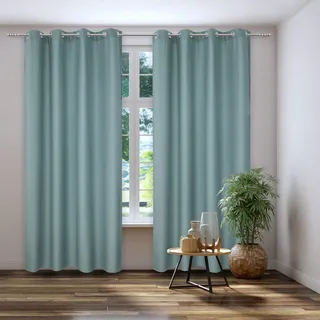 Vorhang KUTTI "Dimout" Gr. 3, blau (türkis), B:140cm H:225cm, Polyester, Gardinen, Vorhang, Verdunkelung, Thermo, isolierend, einfarbig