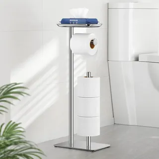 Stehender Toilettenpapierhalter mit Ablage Oben