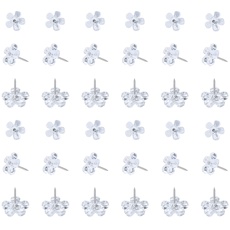 VAPKER 150 Stück transparente Blumen-Reißnägel, niedlich, flach, Blumenform, dekorative Blumen-Pinnnadeln, Karten-Pins für Kork, Brett, Zuhause, Büro, Schule