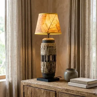 Stehlampe Altholz Teak Holz Vintage Boho 90cm E27 Holzlampe Leselampe Thailand