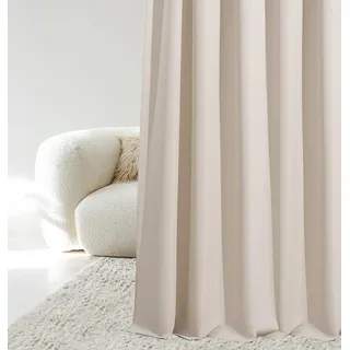 ROOM99 Vorhang mit Kräuselband Aura 140 x 300 cm Breite x Höhe Schiebegardinen Modern Curtain Wohnzimmer Schlafzimmer Hellbeige, 1 Stück