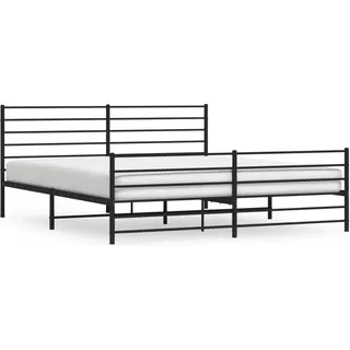 vidaXL Metallbett ohne Matratze mit Fußteil Schwarz 180x200 cm - Schwarz