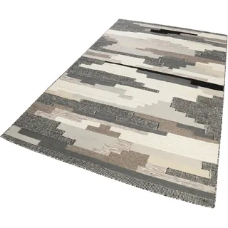 Wollteppich ESPRIT "Natham Kelim ESP-6012" Gr. 4, grau (grau, taupe), B:160cm H:8mm L:230cm, Wolle, Teppiche, Wollteppich, reine Wolle, Wohnzimmer