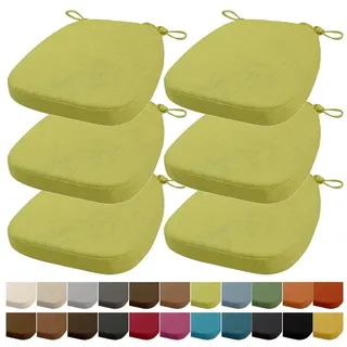 Orumrud 40x38x33CM(3CM Dicke) Stuhlkissen, Gartenstuhl Sitzkissen, Esszimmerstuhl Sitzkissen, waschbar, mit Reißverschluss, Riemen, rutschfestes Sitzkissen für Gartenstuhl (Gras Grün 6 Stück)