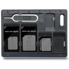 CKANDAY SIM-Kartenhalter mit Tray-Opener-Pins, Kartenspeicher-Tool-Set für Standard-Micro-Nano-Micro-SD-Speicherkarten, mit 3 Kartenadaptern und 1 Auswurf-Pins - Schwarz