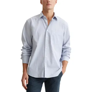 Marc O'Polo Herren Hemd aus Bio-Baumwolle Regular Fit, Blau (Multi/Soft Blue), S