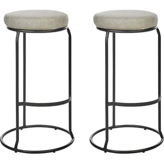 BELIANI Barhocker 2er Set Grau Kunstleder-Bezug und Metall Ohne Lehne mit Fußstützen Retro Design Sitzmöbel Wohnzommer Küche Bar Wohnküche Ausstattung - Grau, Schwarz