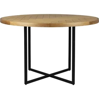 Esstisch CLASS EICHE mit Fischgrät Platte rund Ø 120 cm von DutchBone - Schwarz