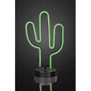 Hellum Neon Kaktus Lampe für innen, batteriebetriebene LED Kaktus Lampe | Schreibtisch Deko mit 126 grünen LED, 29 x 19 cm, LED Kaktus batteriebetrieben für innen (3x AA nicht inklusive) 522983