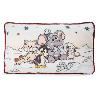 NICI 47293 Kuschelkissen Elefant, Pinguin, Schneefuchs – Flauschiges Kuscheltierkissen für Mädchen, Jungen & Babys – Rechteckiges Stofftierkissen der Winter Kollektion, 43 x 25 cm, bunt/grau