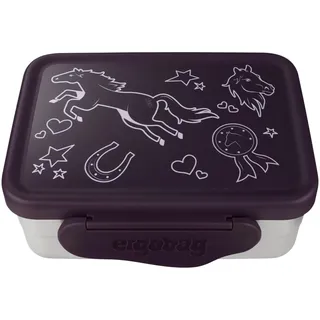 ergobag Edelstahl Brotdose mit Trennfach und Snack-Box, BPA-frei, Spülmaschinenfest Lila