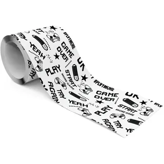 Muralo Tapetenbordüre selbstklebend für Kinderzimmer Schriften Pixel Moderne Muster , Schwarz, Weiß , Papier , Abstrakt, Comics, Streetart/Graffiti , Rechteckig , 10x300x300 cm , Tapeten & Wandverkleidungen, Wandtattoos & Sticker