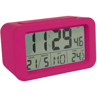 FISURA - Lila Digitaler Wecker mit LED-Licht. Wecker mit Datums- und Temperaturanzeige. 2 Alarme. Schlummertaste. Wecker digital mit Batterie 2 AAA-Batterien. 12x5,5x7