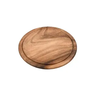 Kesper Vesperteller mit Saftrille, Akazie, Praktisches Schneidebrett zum Schneiden und Servieren, Maße: ø 25 cm, Stärke: 1,5 cm