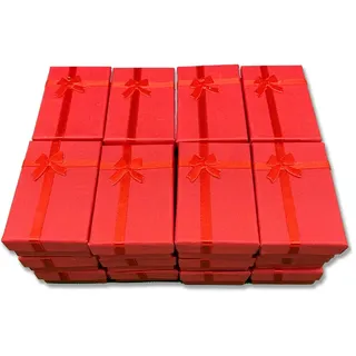 GC GLOBALCOMMERCE Bunte Schmuckschatullen für Armbänder, Ringe, Halsketten, Ohrringe, 24 Stück, Rot