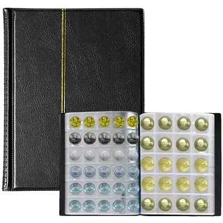 Dzmuero Numismatischer Ordner zur Aufbewahrung von Münzen, 10 Seiten, kann 250 Münzen für 1 Stück aufbewahren (schwarz)