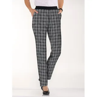 Schlupfhose CLASSIC BASICS, Damen, Gr. 22, Kurzgrößen, schwarz-weiß (schwarz, weiß, kariert), 97% Polyester, 3% Elasthan, gemustert, lang, Hosen Schlupfhose