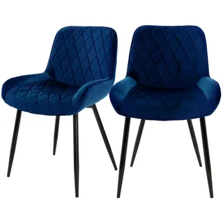 ML-Design Esszimmerstuhl Samt Dunkelblau 2er Set