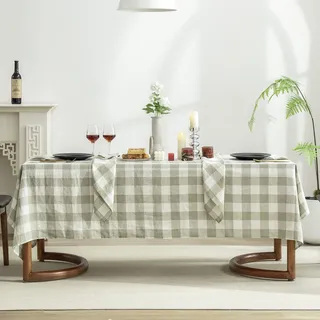 EVERLY Rechteckige Tischdecken aus 100% garngefärbtem Leinen, für Esszimmer, Buffet-Partys, Picknicks, Veranstaltungen und Restaurants, dekorative Halloween, Thanksgiving, maschinenwaschbar, 152,4 x