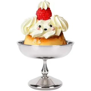 Eisschalen Edelstahl Dessertschale, Eisbecher Ø 10.5cm Salatschale mit Fuß Wiederverwendbar Eis Tasse Milchshake Becher Snackbecher Eiscreme Shake Kelch Cocktail Gläser für Party Salat Fruchtpudding
