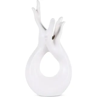 Schwarz Moderne Keramikvase 32cm, Abstraktion Blumenvase für Wohnzimmer und Büro Dekoration (Weiß)