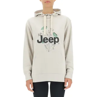 JEEP O102606-J863 J Woman Hooded Oversize Sweatshirt Botanical Print J22W Light Graystone XS