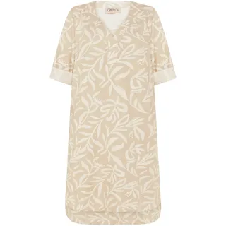 Sommerkleid CARTOON "Sommerkleid mit Muster", Damen, Gr. 38, EURO, beige (nature, cream), Obermaterial: 55% Leinen LI. 45% Viskose CV., Kleider Sommerkleid