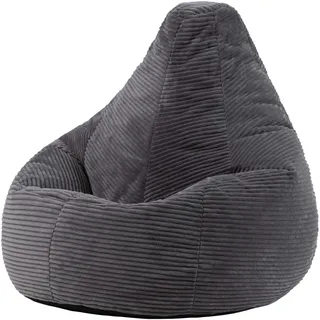 I.C.O.N. Icon Dalton Sitzsack Cord mit Füllung, Grau | Dunkelgrau