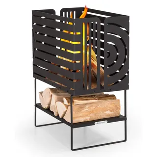 Blumfeldt Feuerschale, Outdoor Stahl-Feuerkorb Groß für den Garten, Balkon & Camping, Tragbare Feuerschale 54 cm, Robuste Feuerschalen mit Standfuß, Wetterfeste Feuerschale, Rechteckige Feuerstelle
