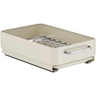 Abtropfgestell Geschirr Erweiterbarer Organizer, GeschirrstäNder für Die KüChe,2In1 Topfdeckelhalter Ausziehbarer Schrank Organizer Mit Abtropfmatte,Aufbewahrungsregale für KüChenschräNke,25Bx39Tx10H