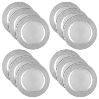 com-four® 12x Platzteller mit schimmerndem Rand, wiederverwendbare | Tischdekoration - edle Dekoteller für Hochzeit - Weihnachten - Ø 33 cm Servierplatten