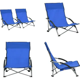 vidaXL Klappbare Strandstühle 2 Stk. Blau Stoff - Strandstuhl - Strandstühle - Campingstuhl - Campingstühle - Blau