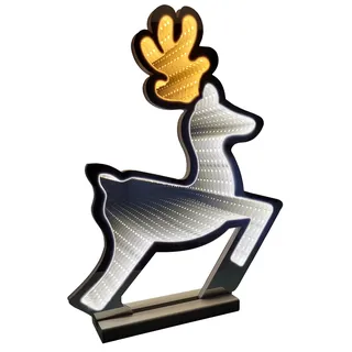 Brandsseller Weihnachtsbeleuchtung mit Infinity-Effekt 33x7x40 cm - LED Dekofigur aus Kunststoff, Timer 6/18h, 3m Kabel, moderne Weihnachtsdeko für Innen - Rentier