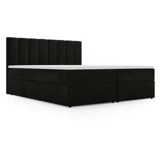 Graingold Boxbett Mocca 160x200 Schwarz , Textil , 160x200 cm , Schlafzimmer, Betten, Boxspringbetten