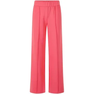 Stoffhose GOLDNER "Jersey-Hose mit Biesen", Damen, Gr. 40, N-Gr, rot (koralle), Obermaterial: 67% Viskose CV. 27% Polyester PES. 6% Elasthan EL., weit, Hosen Stoffhose, seitliche Eingriffstaschen