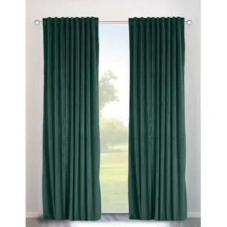 Vorhang OTTO HOME "Velvet uni" Gr. 1, grün (dunkelgrün), B:140cm H:145cm, Polyester, Gardinen, Vorhang, Blickdichter Samt, 2-er Set, edel, Gardine, multifunktional, Topseller