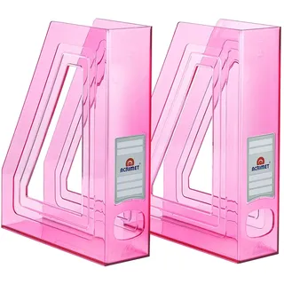 Acrimet Stehsammler Zeitschriftensammler Organizer (Kunststoff) (Rosa Transparent Farbe) (2 Stück)
