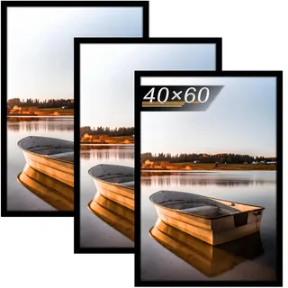 Tinkeps 3er Pack Bilderrahmen 40x60 cm Schwarz, Bilderrahmen 60x40 Hergestellt aus Holzwerkstoff, Rahmen 40 x 60 cm ideal für Fotos, Bilder, Poster