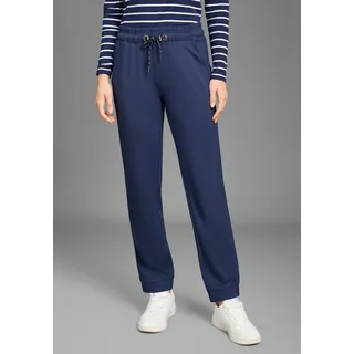 Schlupfhose KANGAROOS, Damen, Gr. 36, N-Gr, blau (marine), Jersey, Obermaterial: 70% Viskose, 25% Polyamid, 5% Elasthan, bequem knöchelfrei, Hosen Schlupfhose, Jerseyhose mit geradem Bein, mit Eingrifftaschen und Leistentaschen, Topseller