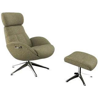 Relaxsessel FLEXLUX "Elegant, Funktionssessel, verstellbarer Rücken- und Kopfstütze", grün (fall grün), B:90cm H:107cm T:89cm, 62% Polyester, 17% Cotton, 14% Linen, 12%Polyester, 4% Wool, Sessel, Relaxsessel, Premium Komfort, Rücken- und Kopfteilverstellung, Drehbar, Fuß Alu