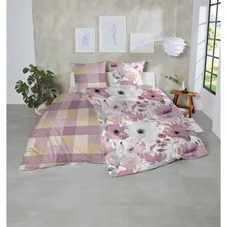 Bettwäsche PRIMERA "Feinbiber-Bettwäsche", lila (lila, grün), B/L: 135cm x 200cm, 1 Stk., 1 Stk., Feinbiber, B/L: 80cm x 80cm, 2 Stk., Feinbiber, Obermaterial: 100% Baumwolle, Bettwäsche, Bettwäsche, samtweich und natürlich aus reiner Baumwolle