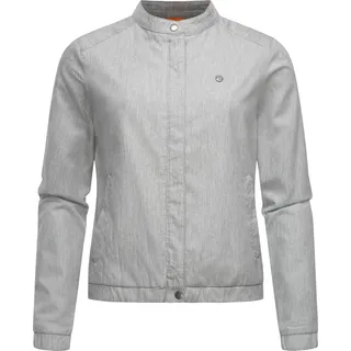 Kurzjacke RAGWEAR "Kurzjacke Malawi Denim", Damen, Gr. M, grau (light grau), Obermaterial: 60% Baumwolle CO. 40% Viskose CV.  Obermaterial: Futter: 100% Polyester PES., normal hüftbedeckend, Rundhals, Ärmel ohne Ärmelschlitz elastischer Bund, Jacken Kurzjacke, Leichte Übergangsjacke in Jeans-Optik