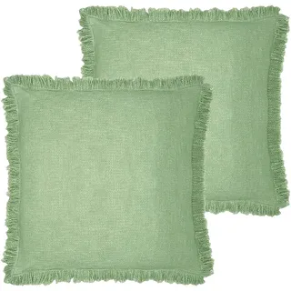 furn. Korin Polyester Filled Cushion Twin Pack, Cotton, Eucalyptus,50 x 50cm