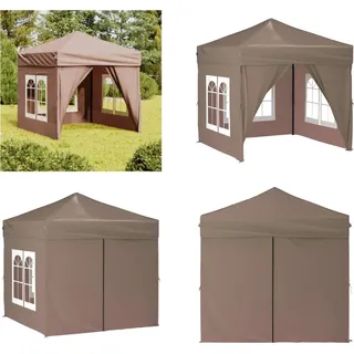 vidaXL Partyzelt Faltbar mit Seitenwänden Taupe 2x2 m - Partyzelt - Partyzelte - Pavillon - Pavillon - Taupe