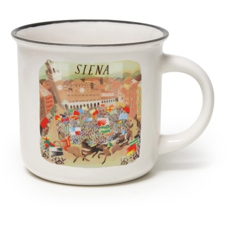 LEGAMI - Cappuccinotasse aus New Bone China Porzellan, Weltstädte Frühstückstasse, spülmaschinenfest Kaffee Tee Tasse, Durchmesser 10 cm, Volumen 350 ml, Thema Siena