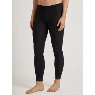 CALIDA Leggings Silky Wool Joy mit Spitzensaum, elastisch, wärmend, Feinripp-Qualität schwarz M (44/46)